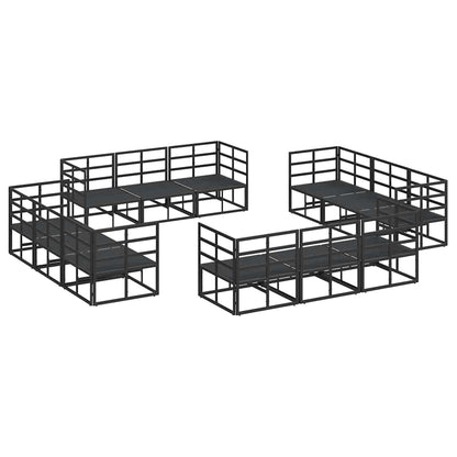 Set Divano da Giardino 12 pcs Nero Metallo | homemem39