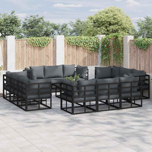 Set Divano da Giardino 13 pcs Nero Metallo