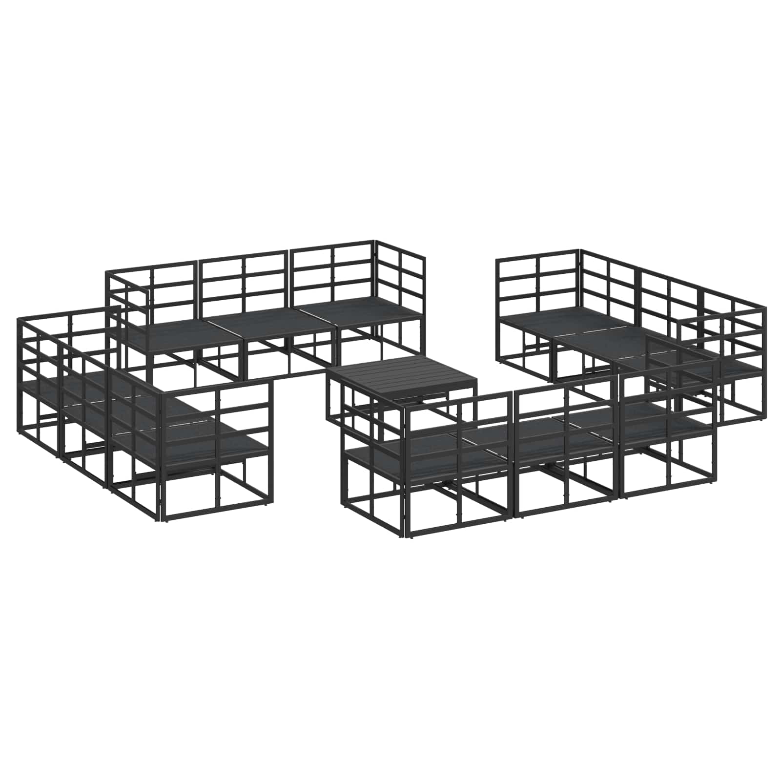 Set Divano da Giardino 13 pcs Nero Metallo | homemem39