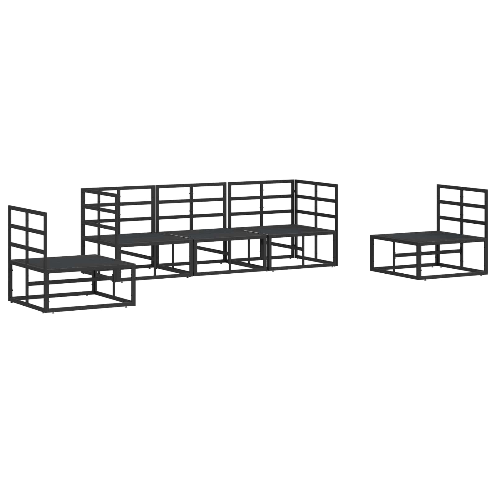 Set Divano da Giardino con cuscino 5 pcs Nero Alluminio | homemem39
