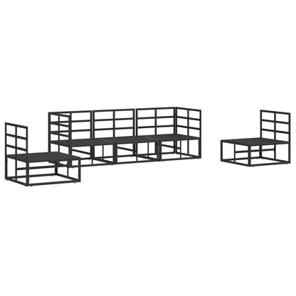 Set Divano da Giardino con cuscino 5 pcs Nero Alluminio | homemem39