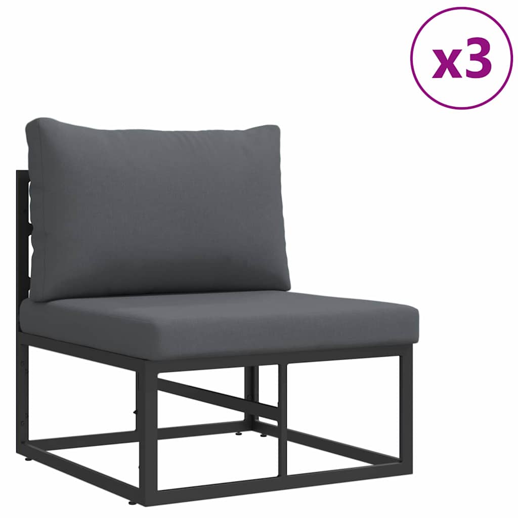 Set Divano da Giardino con cuscino 5 pcs Nero Alluminio | homemem39