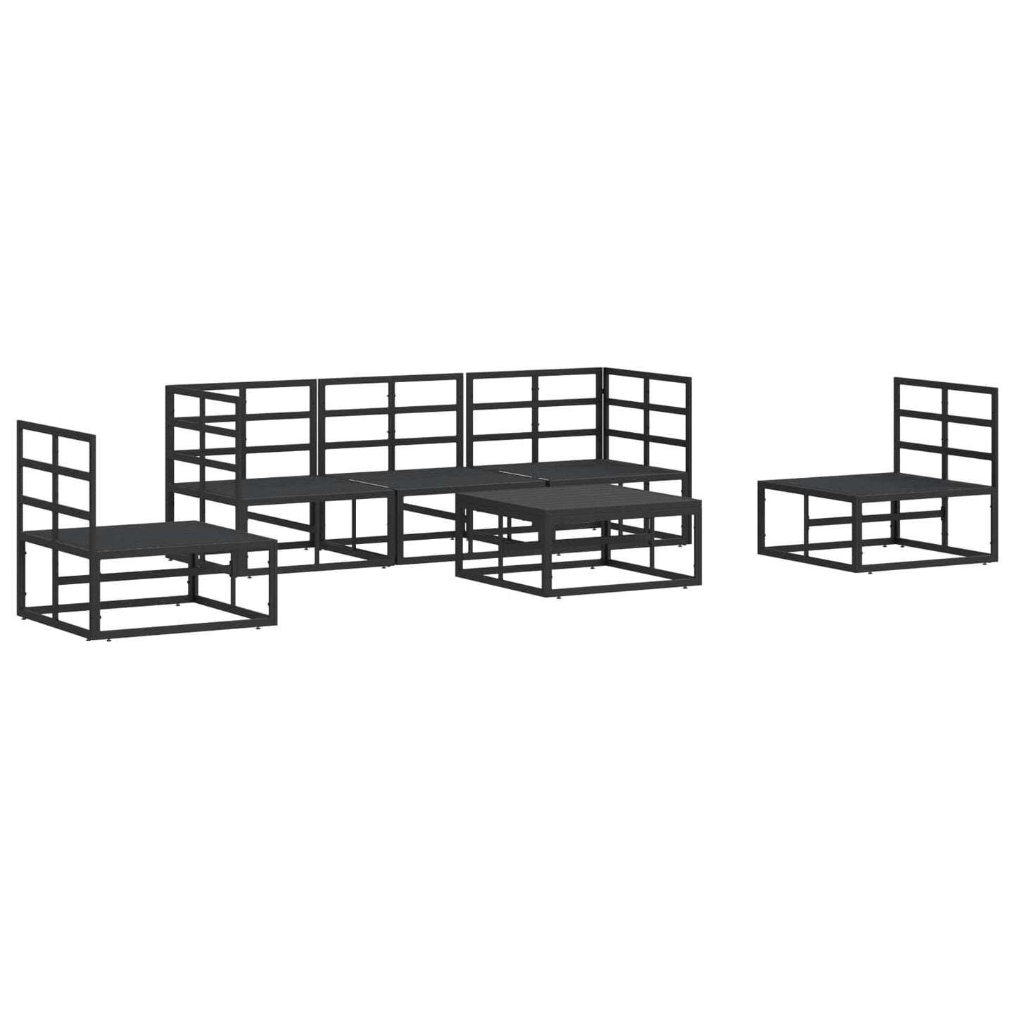 Set Divano da Giardino con cuscino 6 pcs Nero Alluminio | homemem39