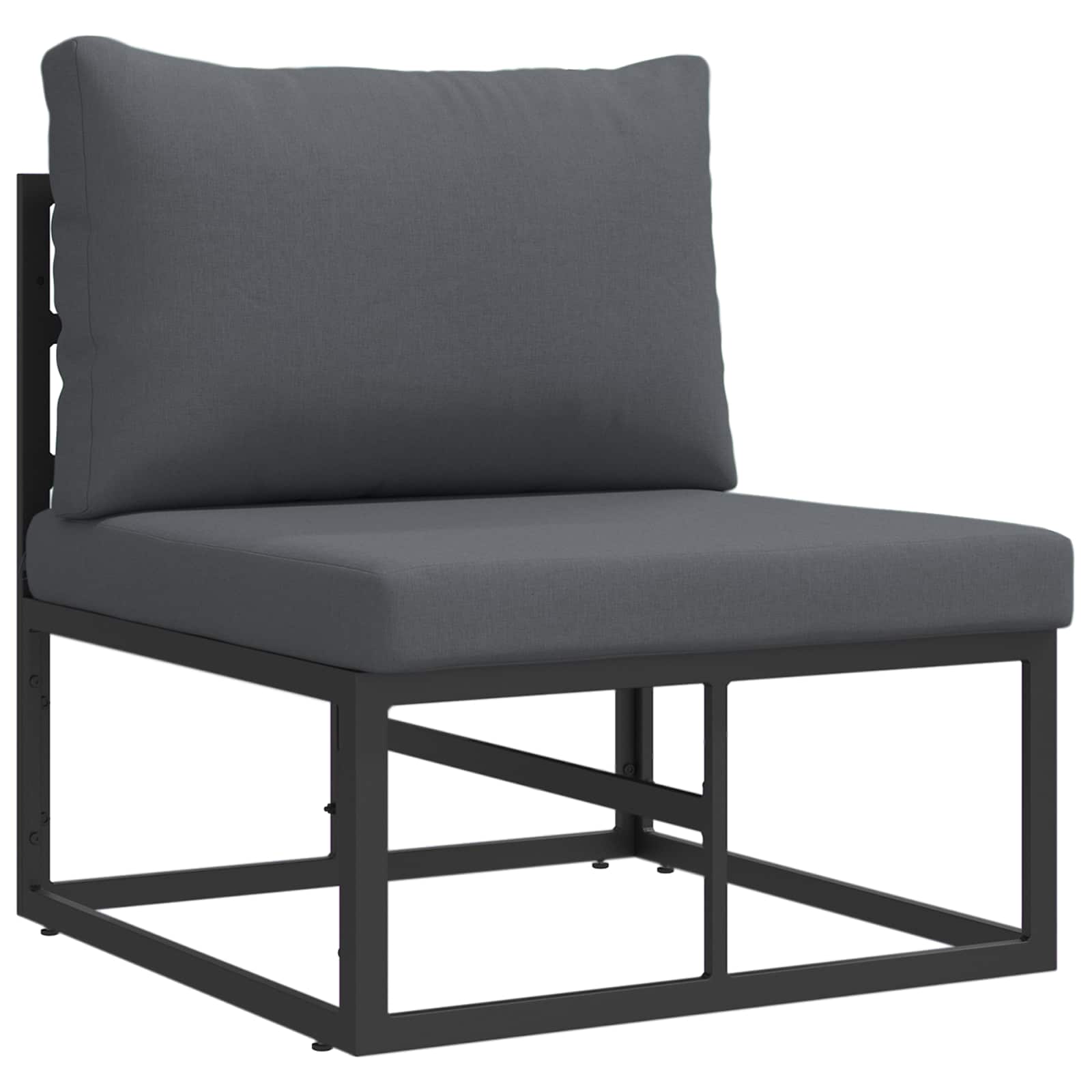 Set Divano da Giardino con cuscino 6 pcs Nero Alluminio | homemem39