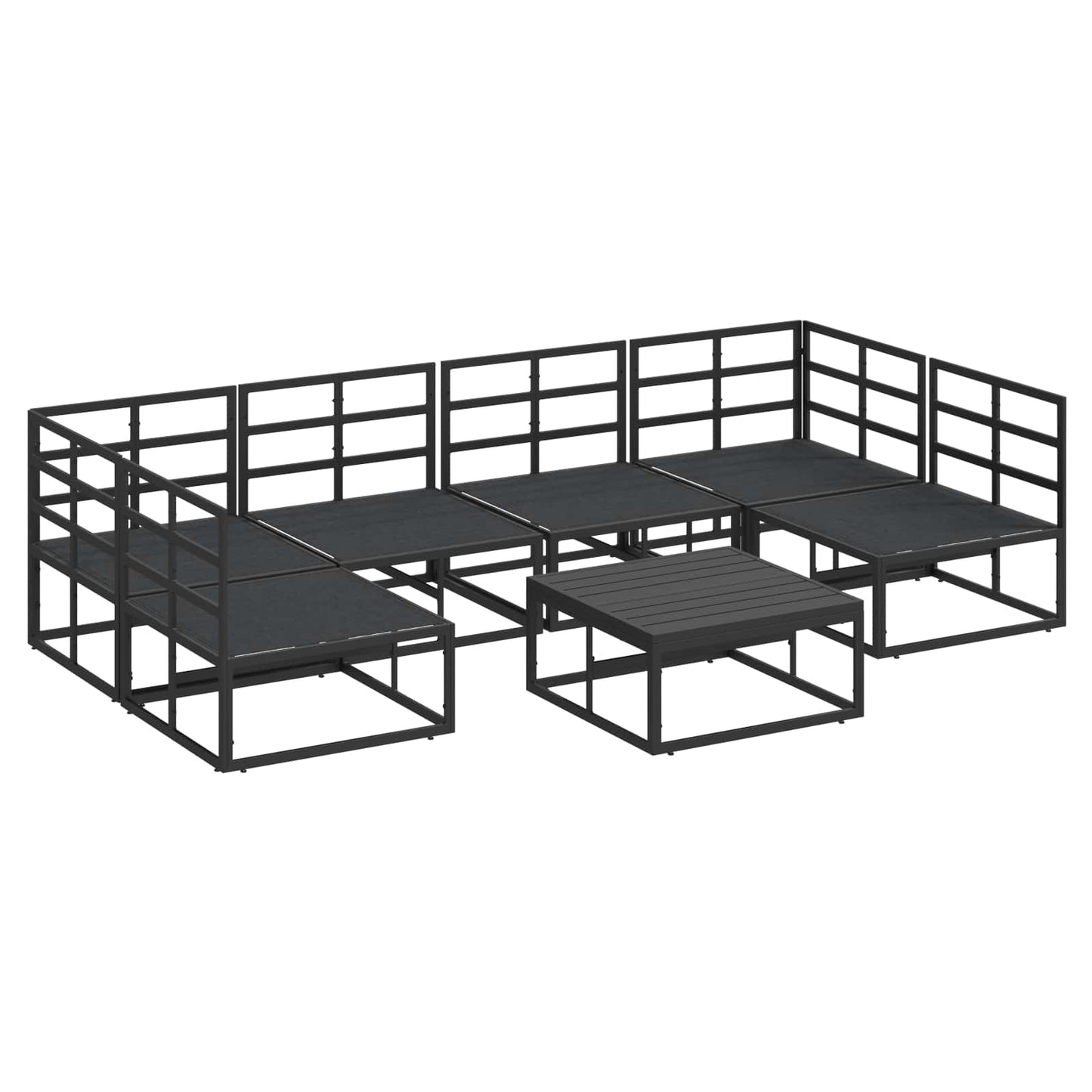Set Divano da Giardino con cuscino 7 pcs Nero Alluminio | homemem39