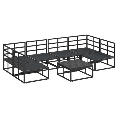 Set Divano da Giardino con cuscino 7 pcs Nero Alluminio | homemem39