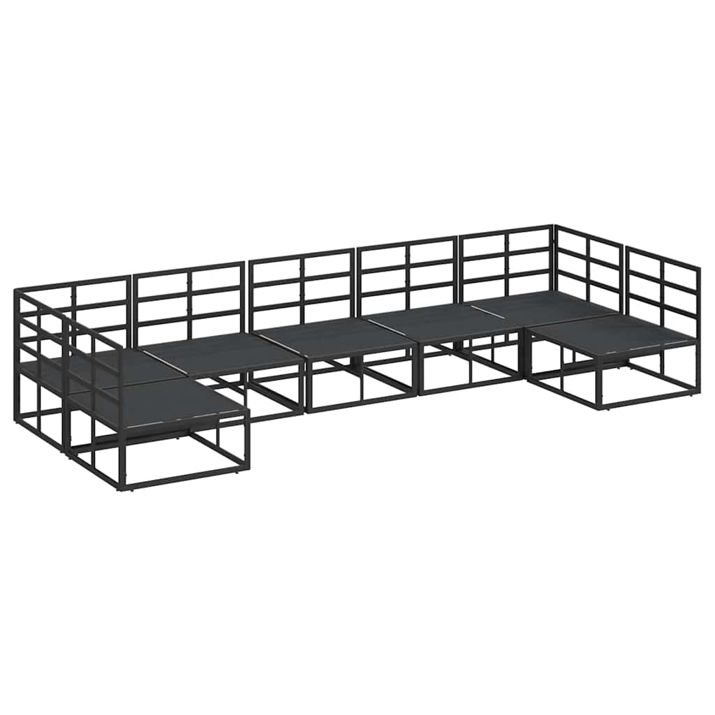 Set Divano da Giardino con cuscino 7 pcs Nero Alluminio - homemem39