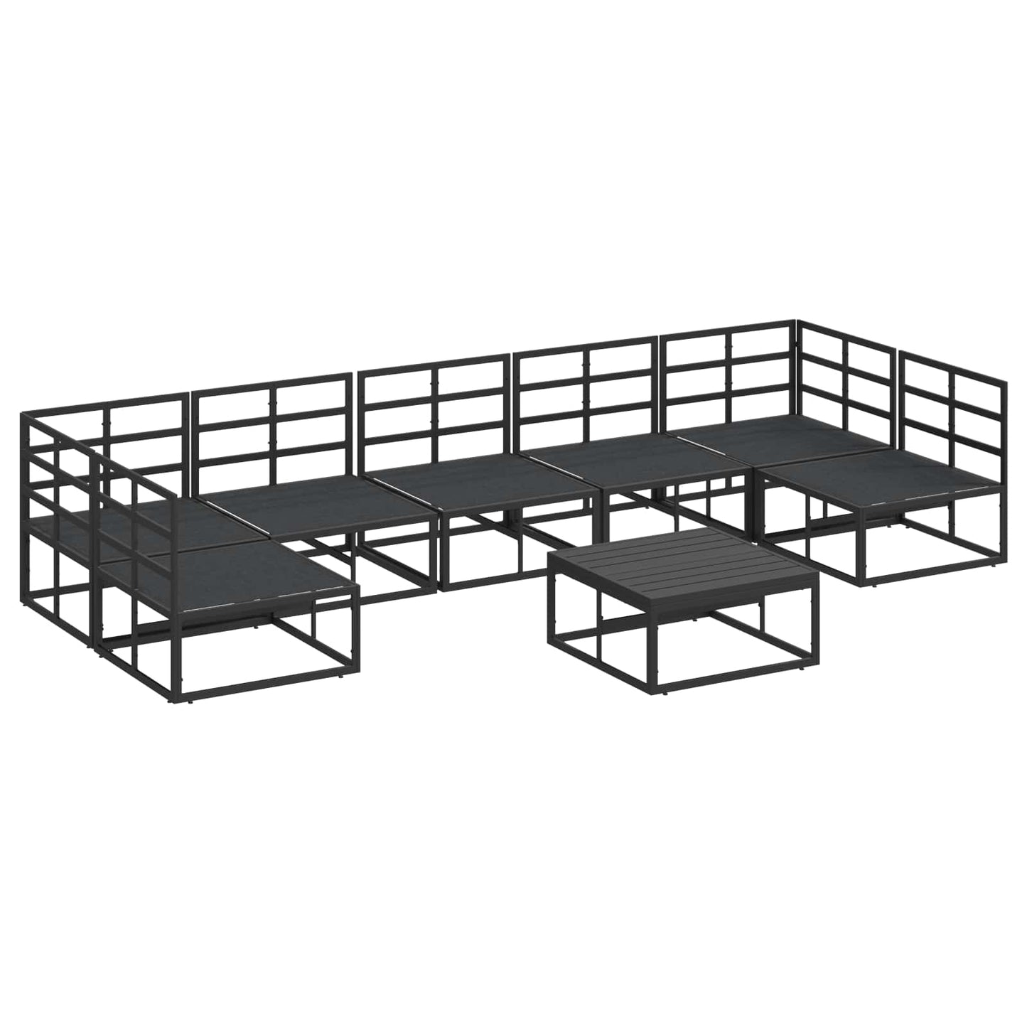 Set Divano da Giardino con cuscino 8 pcs Nero Alluminio | homemem39