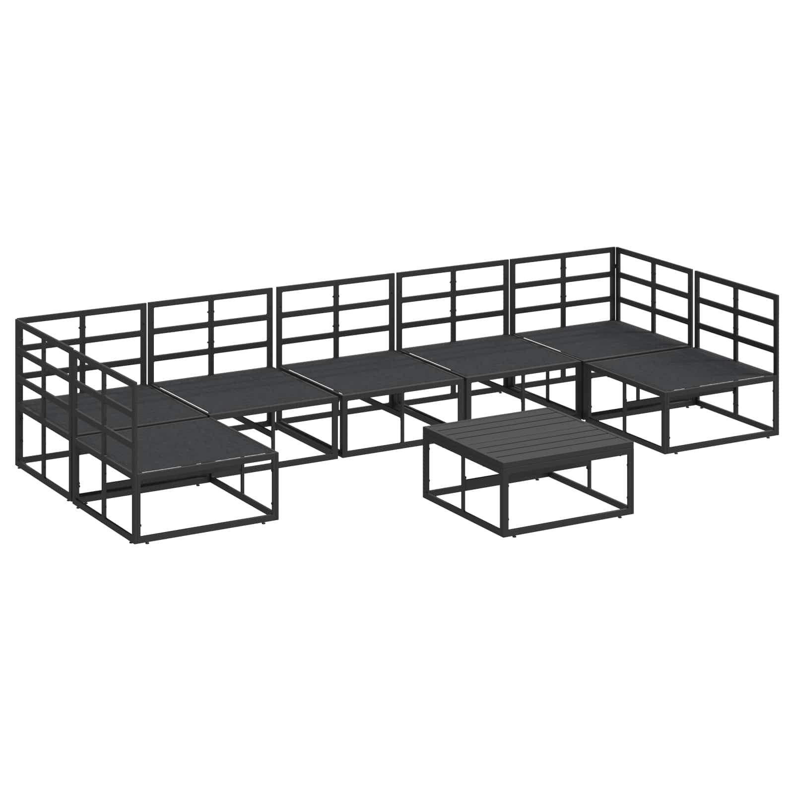 Set Divano da Giardino con cuscino 8 pcs Nero Alluminio | homemem39