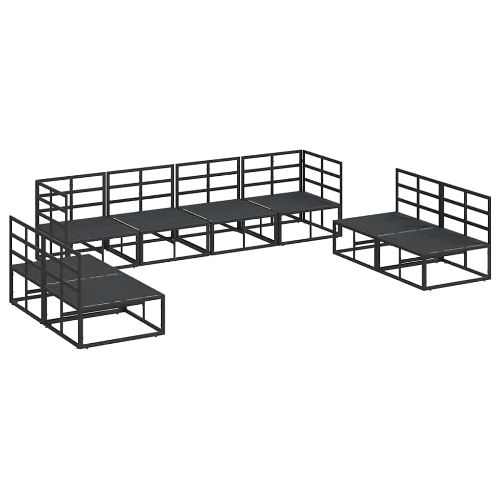 Set Divano da Giardino con cuscino 8 pcs Nero Alluminio | homemem39