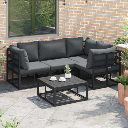 Set Divano da Giardino con cuscino 5 pcs Nero Alluminio - homemem39