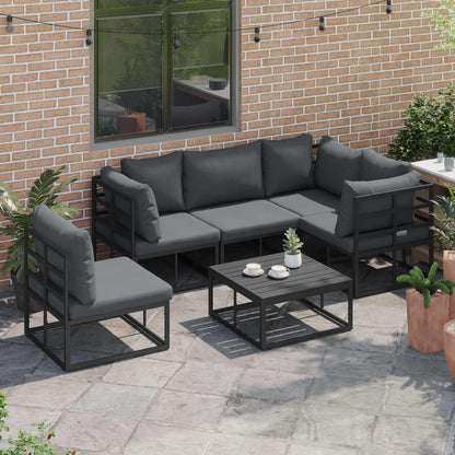 Set Divano da Giardino con cuscino 5 pcs Nero Alluminio | homemem39