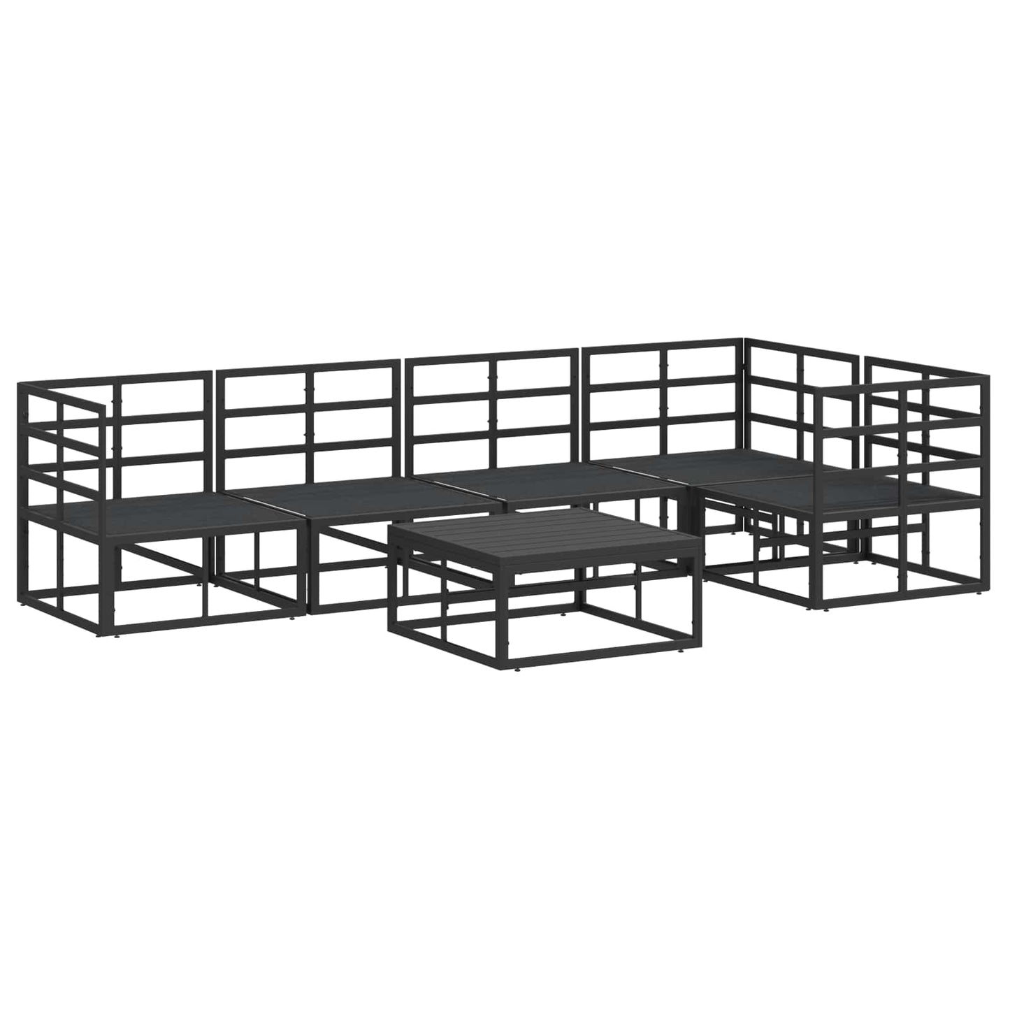 Set Divano da Giardino con cuscino 6 pcs Nero Alluminio | homemem39