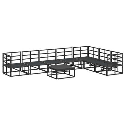 Set Divano da Giardino con cuscino 8 pcs Nero Alluminio | homemem39