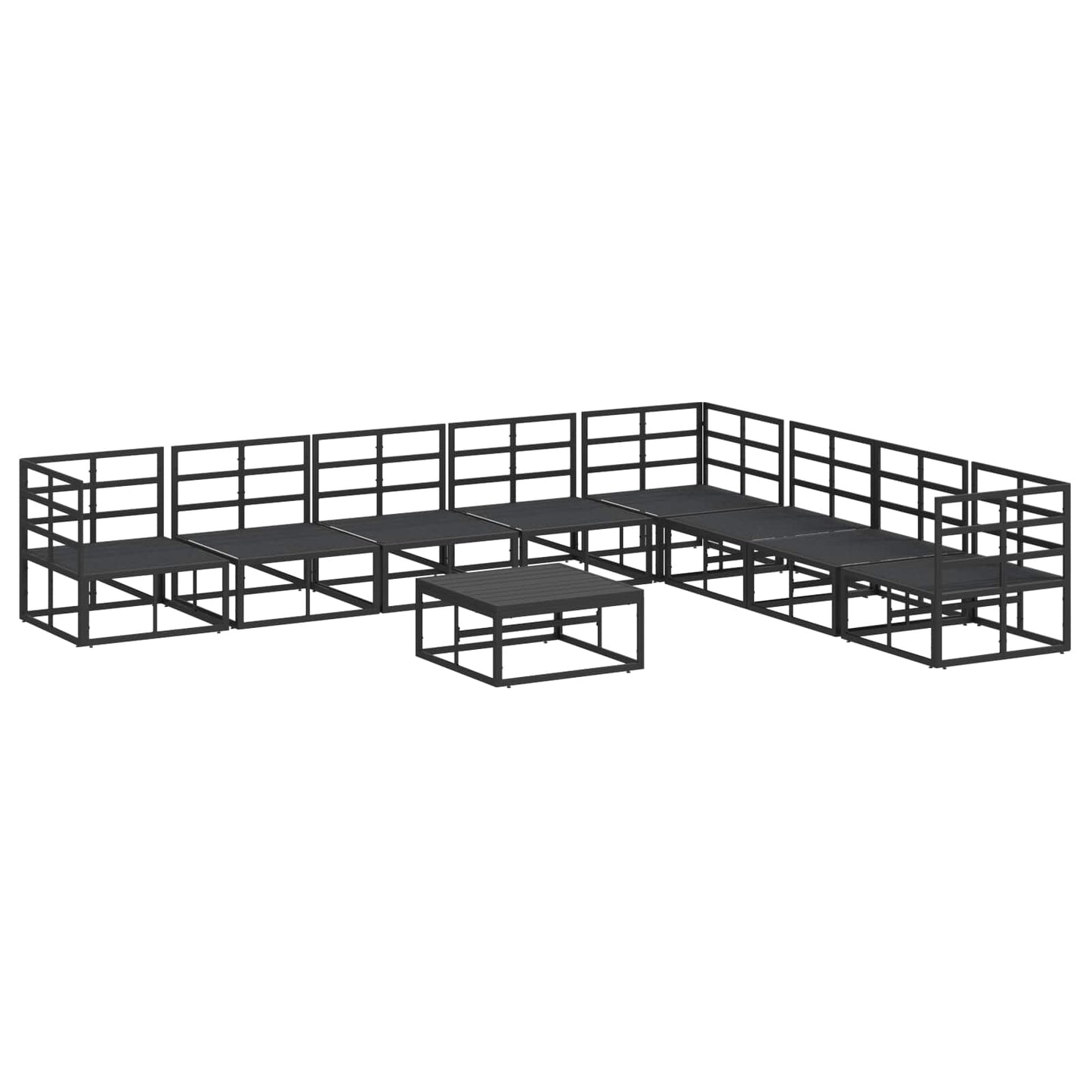 Set Divano da Giardino con cuscino 9 pcs Nero Alluminio | homemem39