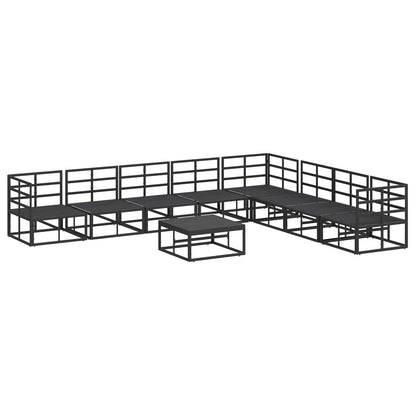 Set Divano da Giardino con cuscino 9 pcs Nero Alluminio | homemem39