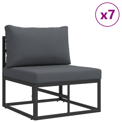 Set Divano da Giardino con cuscino 10 pcs Nero Alluminio | homemem39