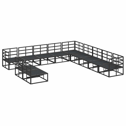 Set Divano da Giardino con cuscino 11 pcs Nero Alluminio - homemem39