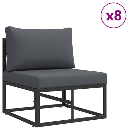 Set Divano da Giardino con cuscino 11 pcs Nero Alluminio | homemem39
