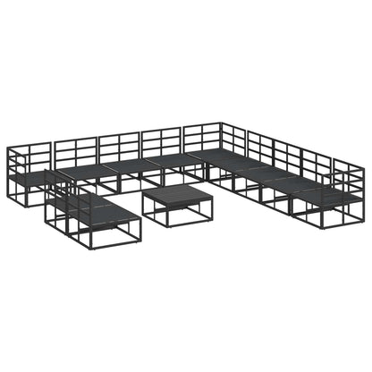 Set Divano da Giardino con cuscino 12 pcs Nero Alluminio | homemem39