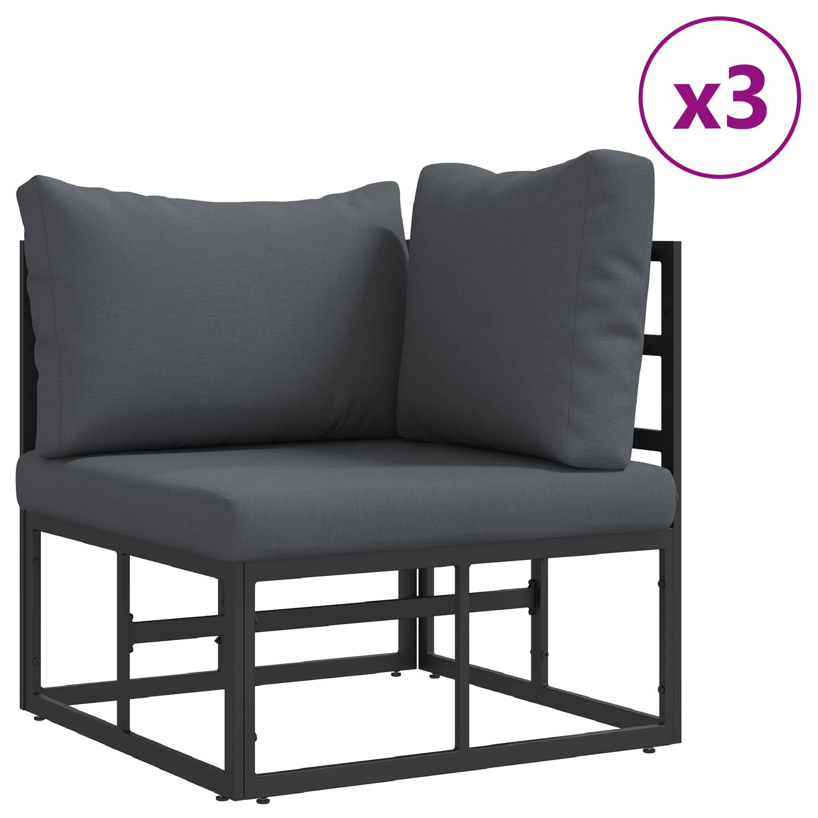Set Divano da Giardino con cuscino 12 pcs Nero Alluminio | homemem39