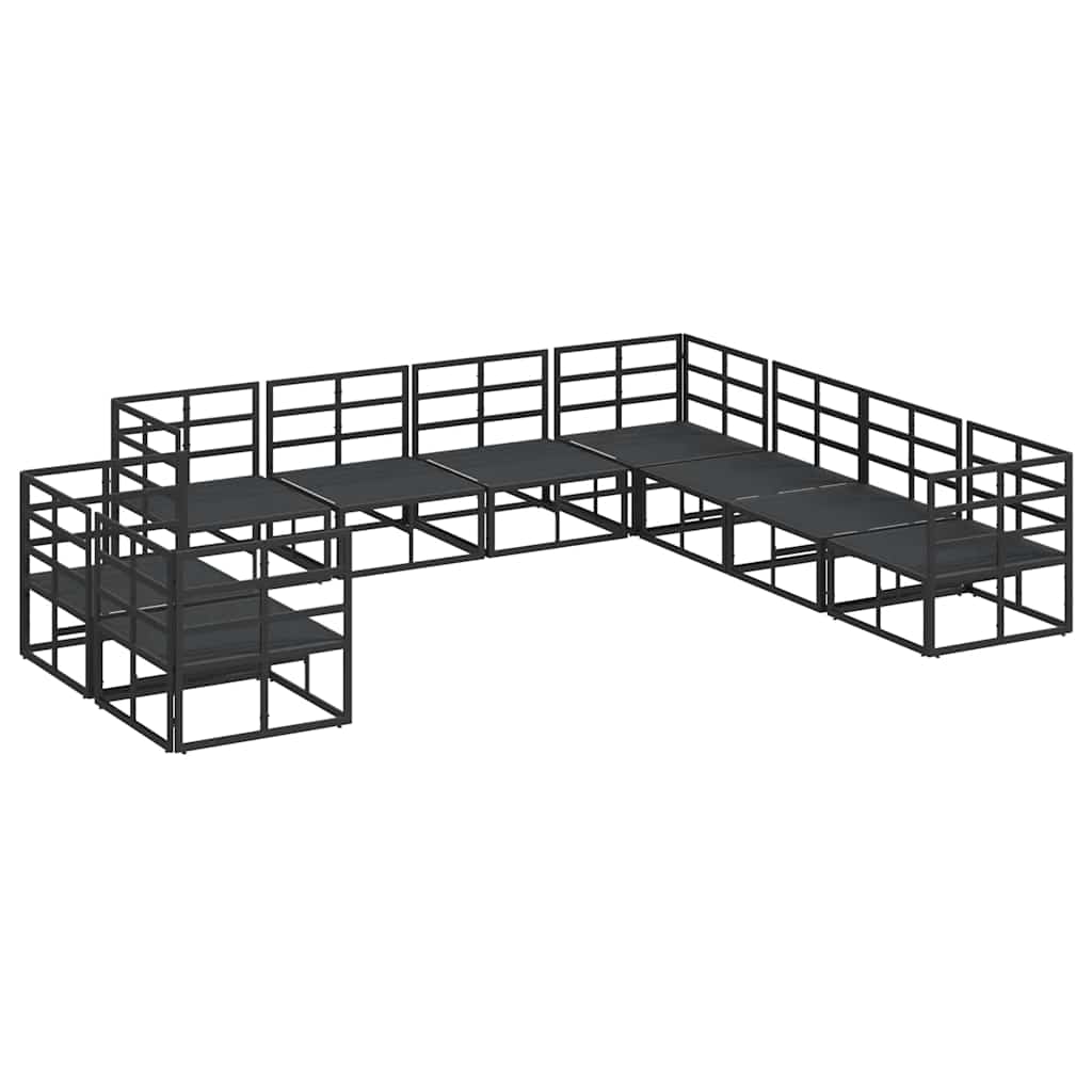 Set Divano da Giardino con cuscino 9 pcs Nero Alluminio - homemem39