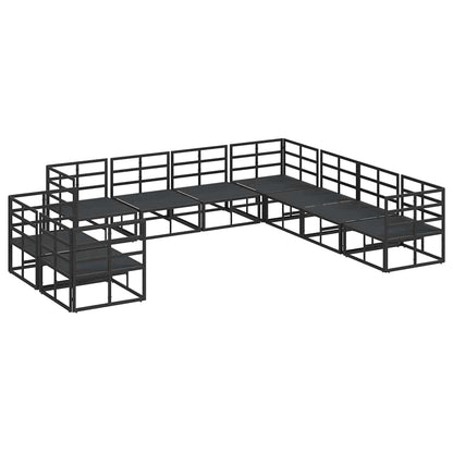 Set Divano da Giardino con cuscino 9 pcs Nero Alluminio - homemem39