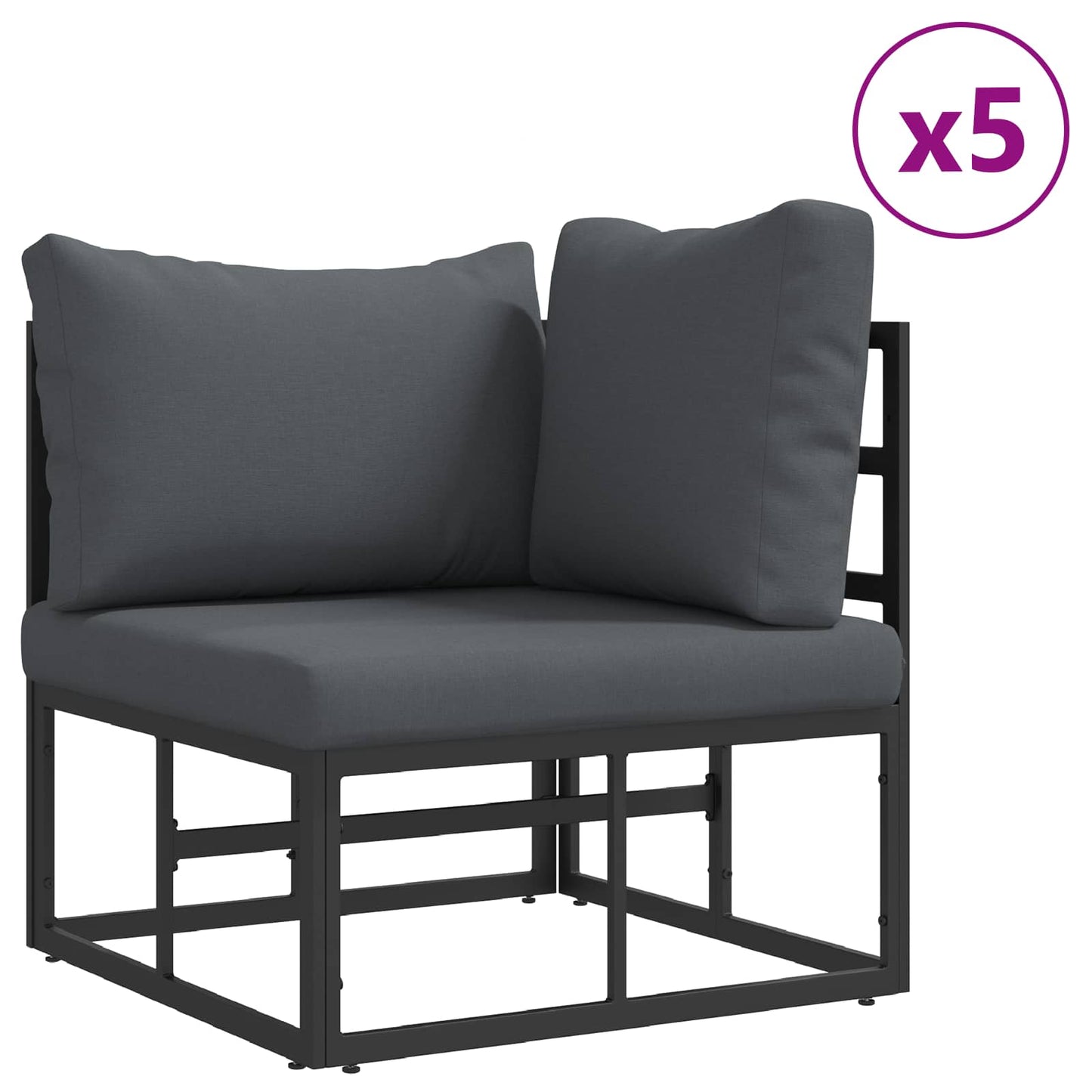 Set Divano da Giardino con cuscino 10 pcs Nero Alluminio | homemem39