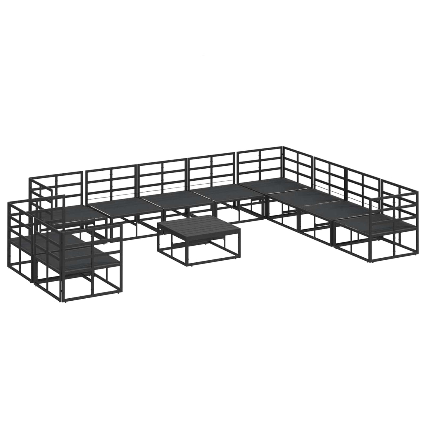 Set Divano da Giardino con cuscino 11 pcs Nero Alluminio | homemem39