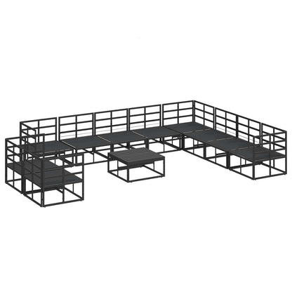 Set Divano da Giardino con cuscino 11 pcs Nero Alluminio | homemem39