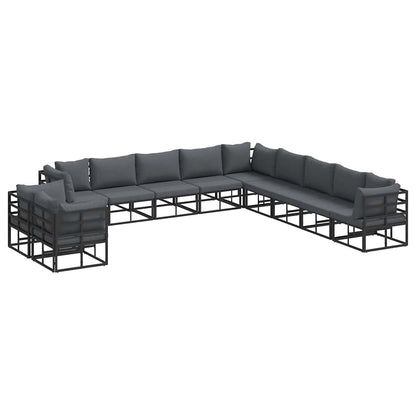 Set Divano da Giardino con cuscino 11 pcs Nero Alluminio | homemem39