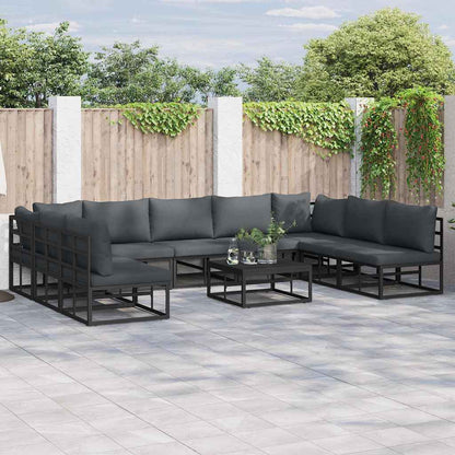 Set Divano da Giardino con cuscino Nero Alluminio - homemem39