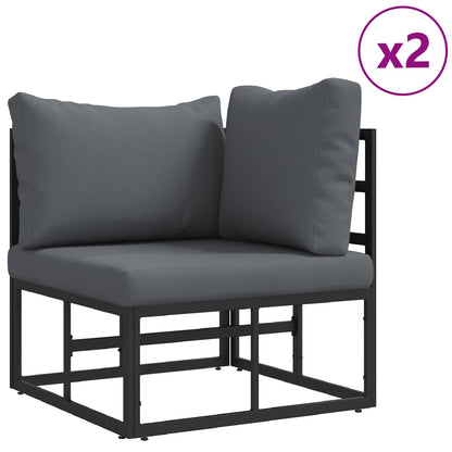 Set Divano da Giardino con cuscino 9 pcs Nero Alluminio | homemem39