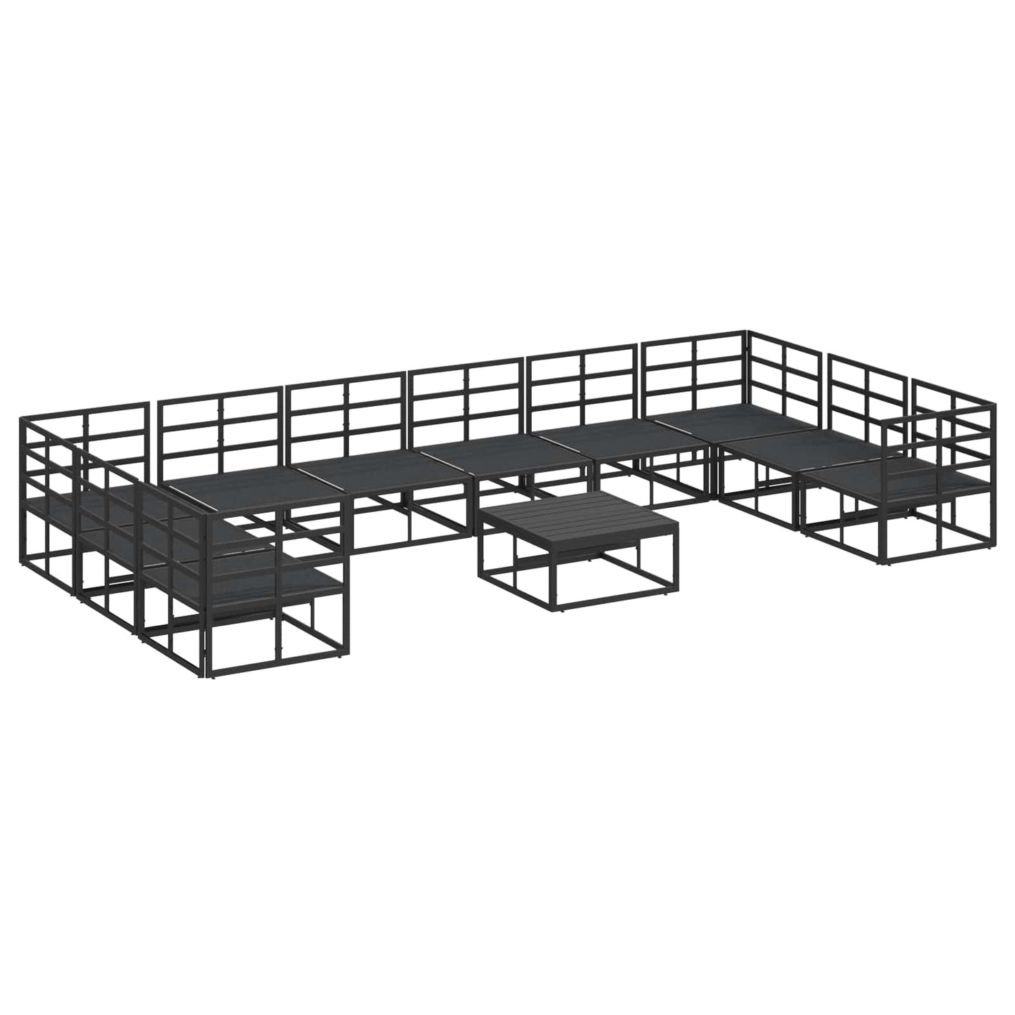 Set Divano da Giardino con cuscino 11 pcs Nero Alluminio | homemem39