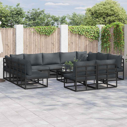 Set Divano da Giardino con cuscino 11 pcs Nero Alluminio | homemem39