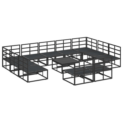 Set Divano da Giardino con cuscino 12 pcs Nero Alluminio | homemem39