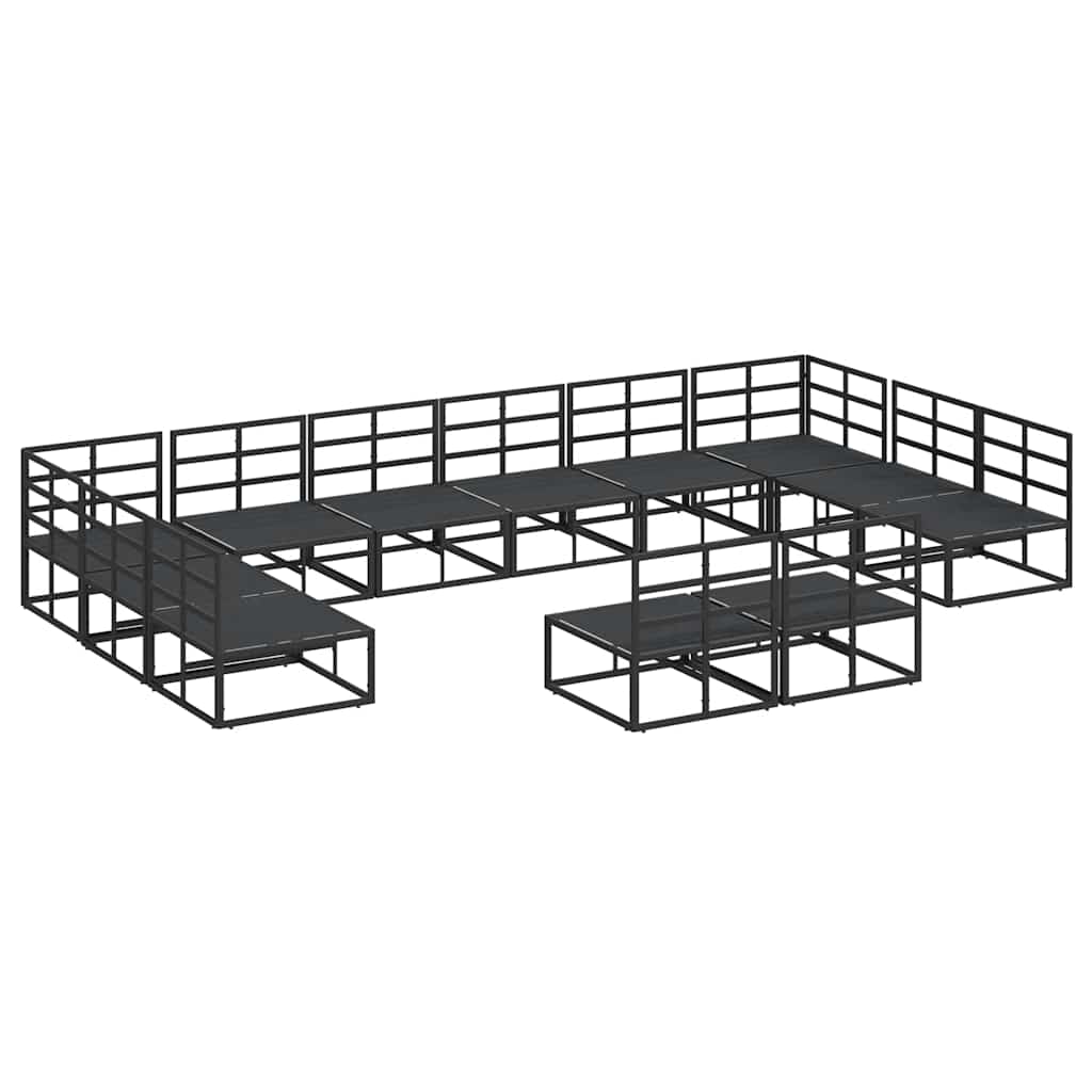 Set Divano da Giardino con cuscino 12 pcs Nero Alluminio | homemem39