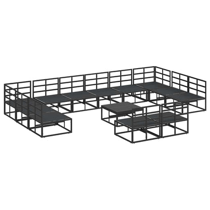 Set Divano da Giardino con cuscino 13 pcs Nero Alluminio | homemem39