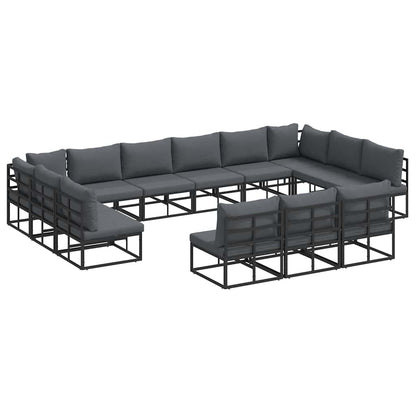 Set Divano da Giardino con cuscino 13 pcs Nero Alluminio | homemem39