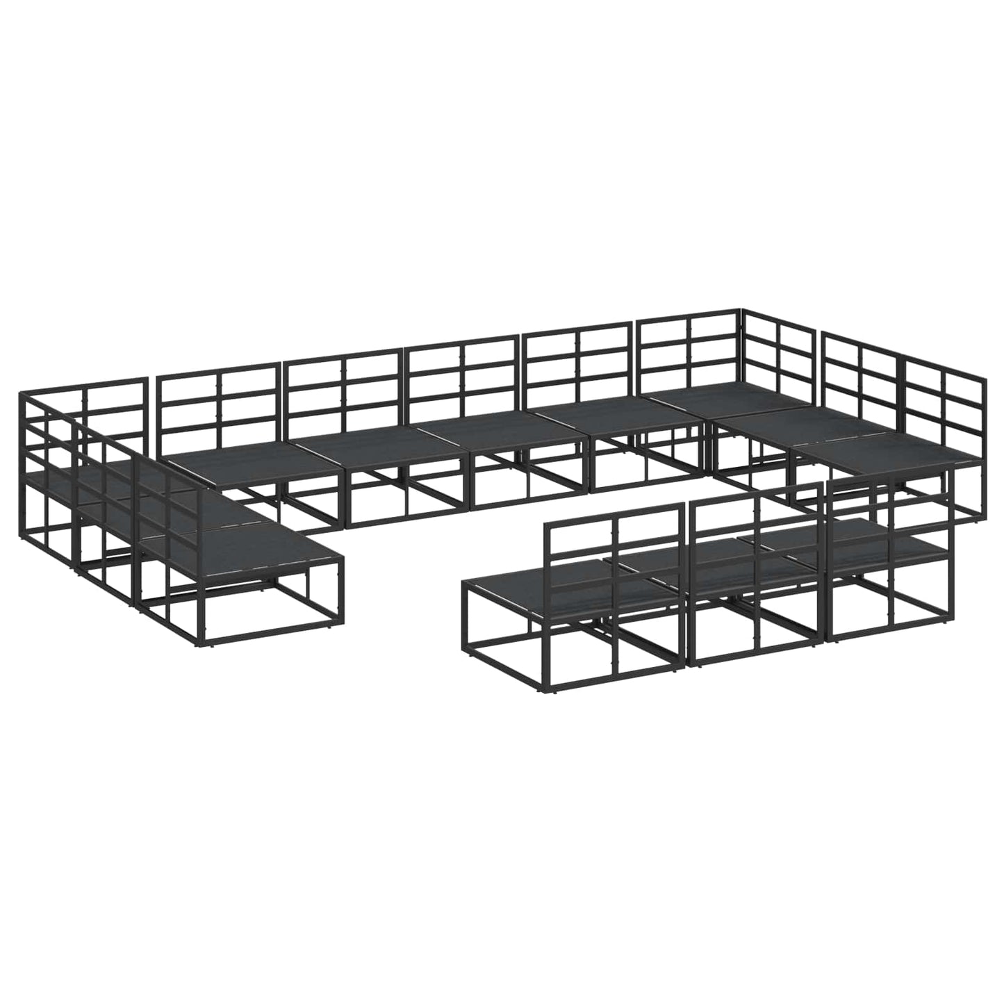 Set Divano da Giardino con cuscino 13 pcs Nero Alluminio | homemem39