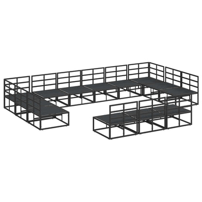Set Divano da Giardino con cuscino 13 pcs Nero Alluminio | homemem39