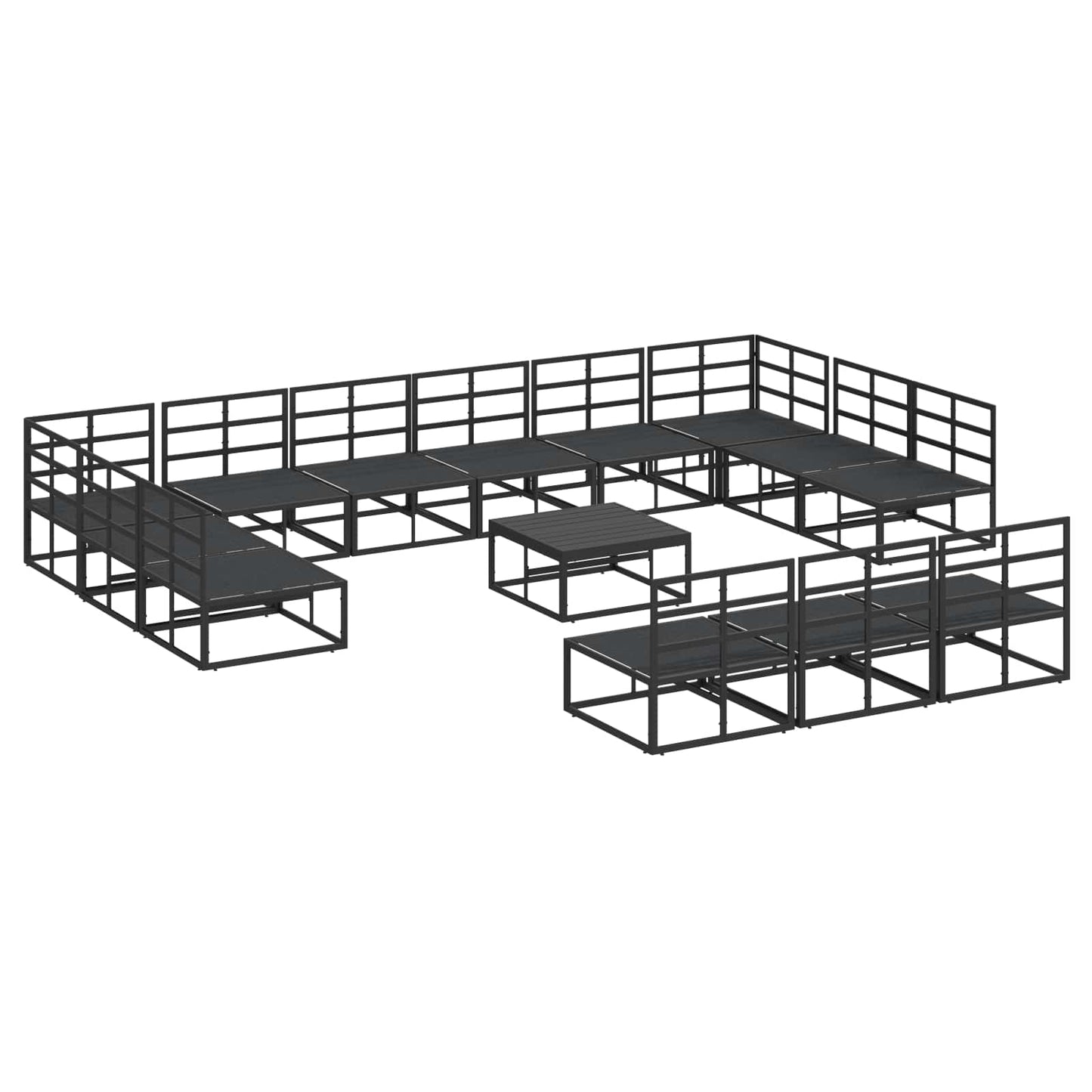 Set Divano da Giardino con cuscino 14 pcs Nero Alluminio | homemem39
