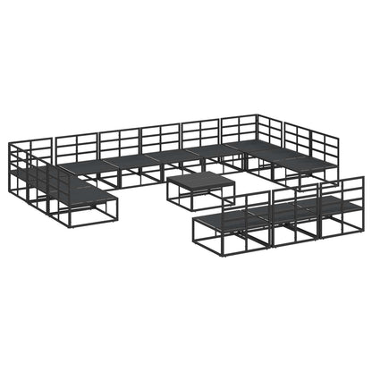 Set Divano da Giardino con cuscino 14 pcs Nero Alluminio | homemem39