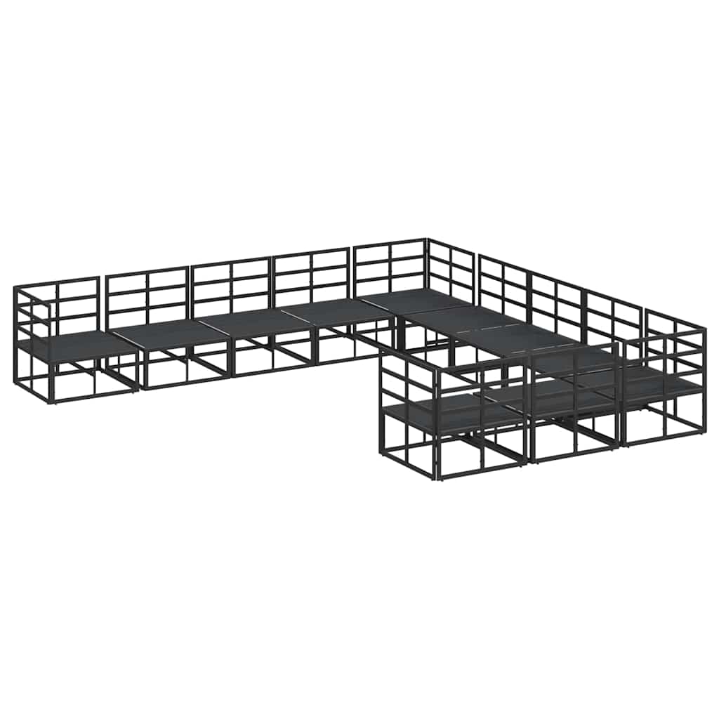 Set Divano da Giardino con cuscino 11 pcs Nero Alluminio - homemem39