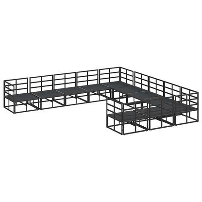 Set Divano da Giardino con cuscino 11 pcs Nero Alluminio - homemem39