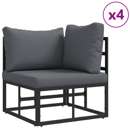 Set Divano da Giardino con cuscino 11 pcs Nero Alluminio | homemem39