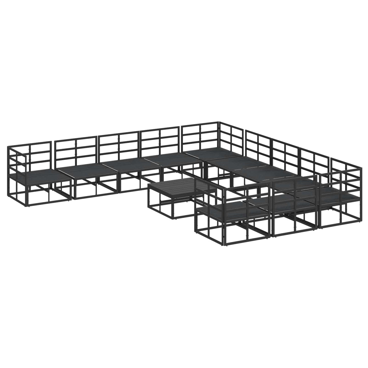 Set Divano da Giardino con cuscino 12 pcs Nero Alluminio | homemem39