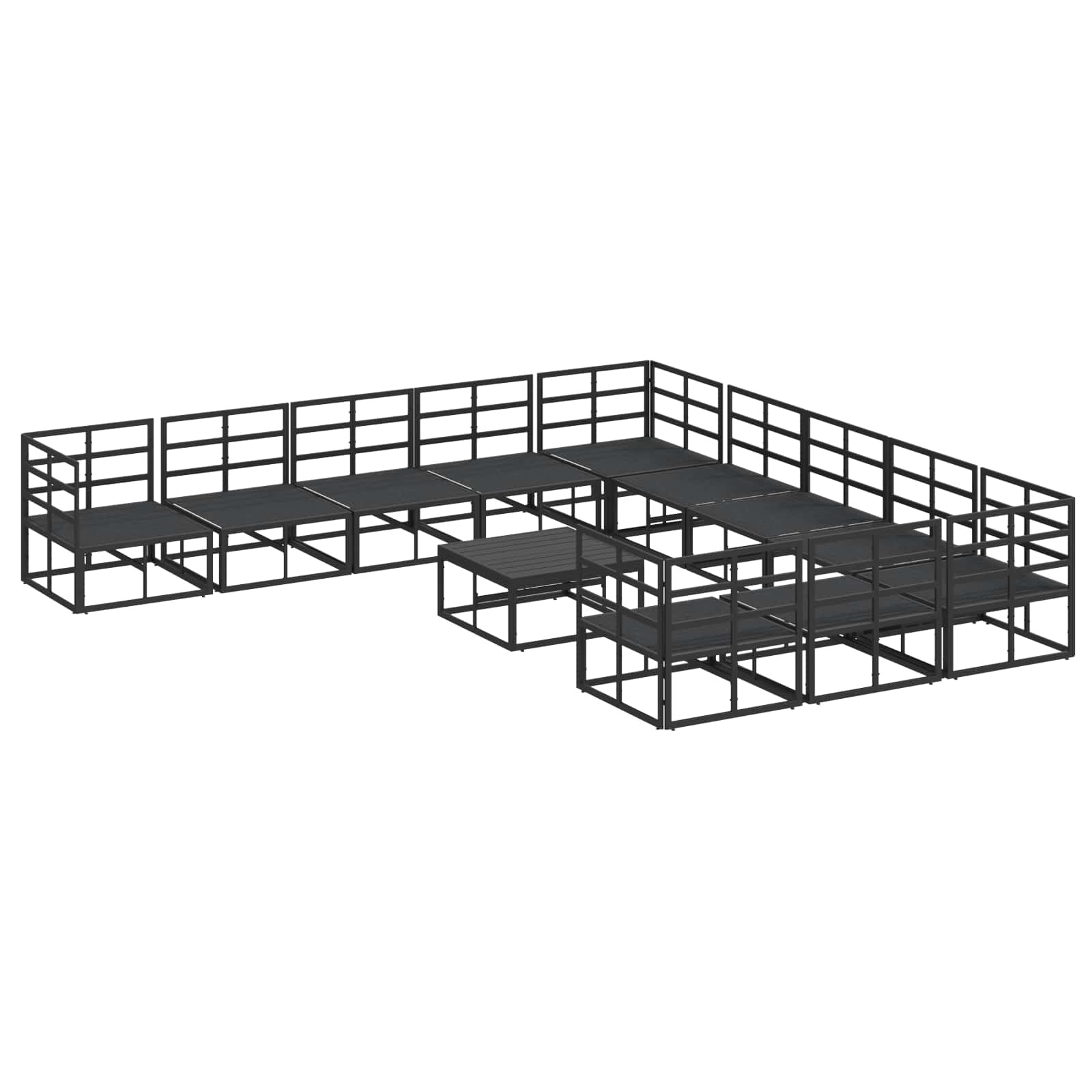 Set Divano da Giardino con cuscino 12 pcs Nero Alluminio | homemem39