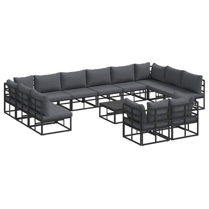 Set Divano da Giardino con cuscino 13 pcs Nero Alluminio | homemem39