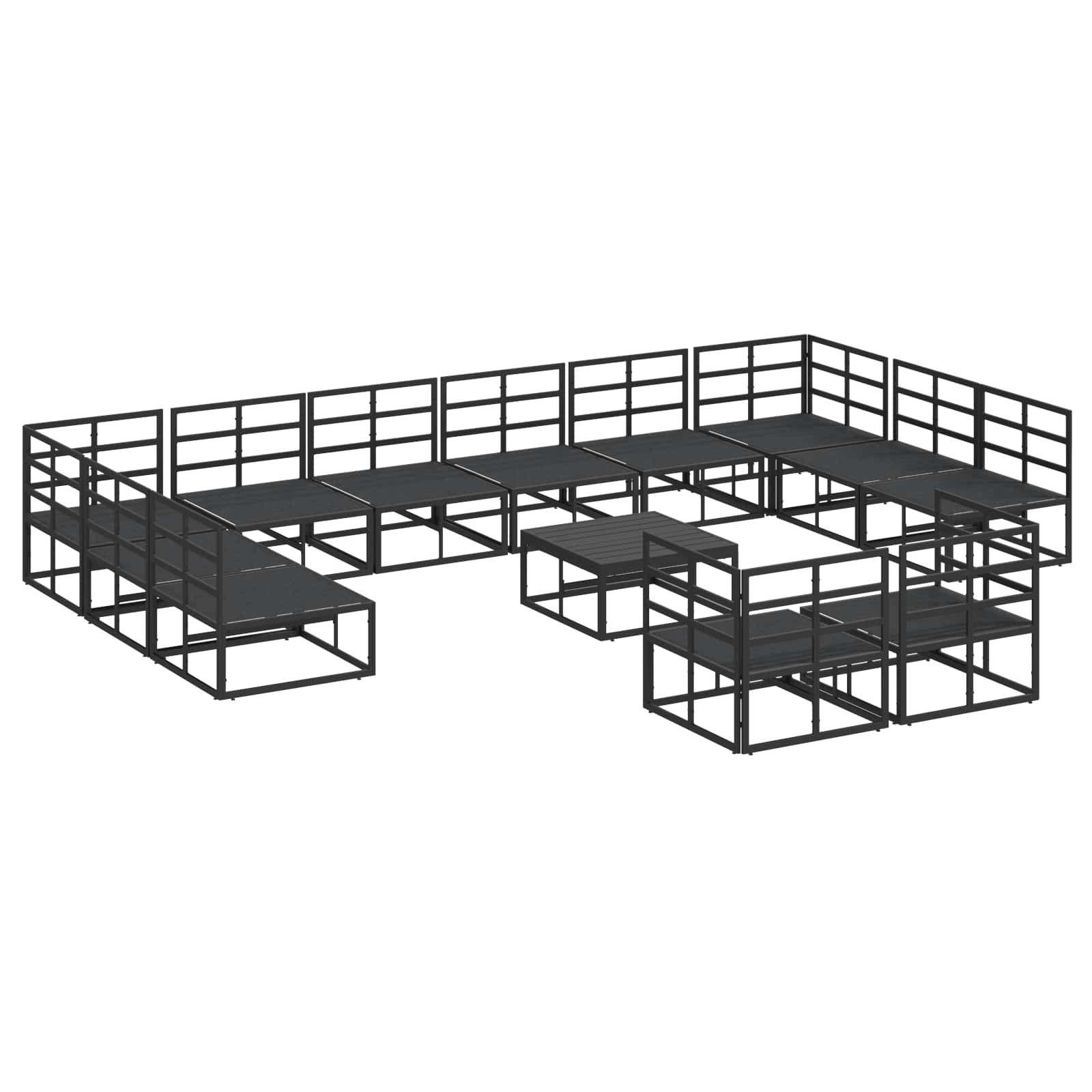 Set Divano da Giardino con cuscino 13 pcs Nero Alluminio | homemem39